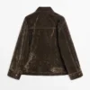 Chaqueta vaquera flocada con detalle de cuello Chaqueta vaquera flocada con detalle de cuello