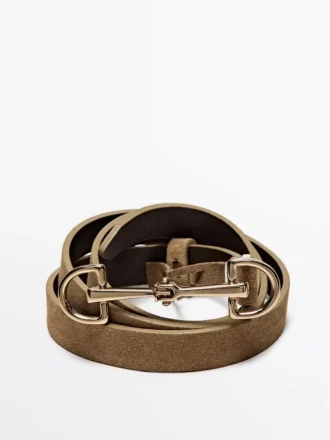 Cinturón de cuero de gamuza de estilo Equestrian