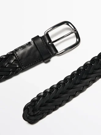 Cinturón de piel napa trenzada