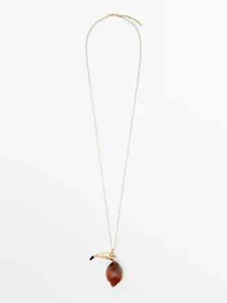 Collar de cadena con pieza de cristal en forma de limón