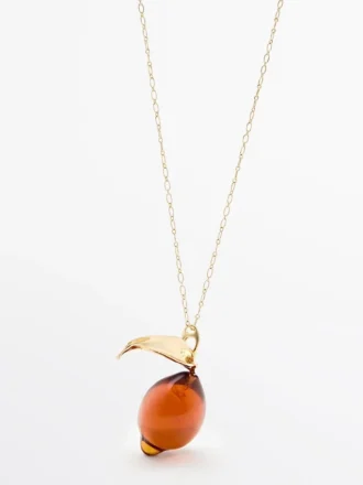 Collar de cadena con pieza de cristal en forma de limón