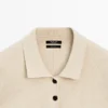 Cárdigan de cuello polo de punto de algodón