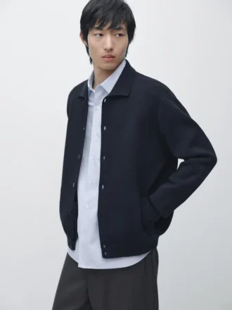 Cárdigan de punto 100 % algodón con cuello de polo