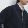 Cárdigan de punto 100 % algodón con cuello de polo Cárdigan de punto 100 % algodón con cuello de polo