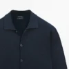Cárdigan de punto 100 % algodón con cuello de polo Cárdigan de punto 100 % algodón con cuello de polo