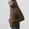 Cárdigan de punto a cuadros con textura de fieltro y alpaca Cárdigan de punto a cuadros con textura de fieltro y alpaca