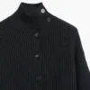 Cárdigan de punto de algodón con cuello alto