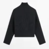 Cárdigan de punto de algodón con cuello alto