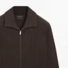Cárdigan de punto trenzado de algodón con cremallera Cárdigan de punto trenzado de algodón con cremallera