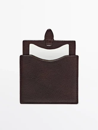 Estuche de piel napa con espejo
