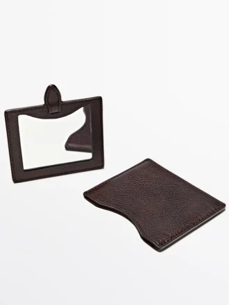 Estuche de piel napa con espejo