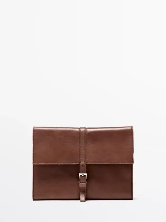 Estuche para accesorios tecnológicos de piel napa
