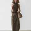 Falda midi con pliegues de caja Falda midi con pliegues de caja