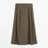 Falda midi con pliegues de caja Falda midi con pliegues de caja