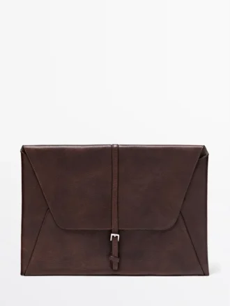 Funda para computadora portátil de cuero napa
