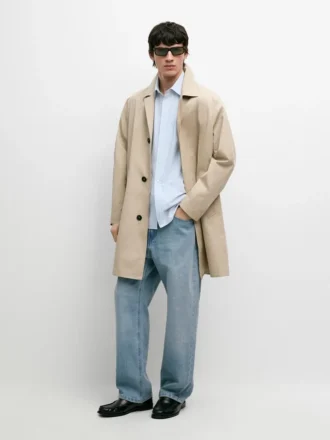 Gabardina de algodón a cuadros con detalle interior