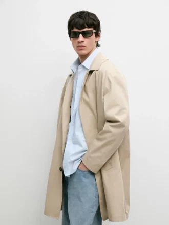Gabardina de algodón a cuadros con detalle interior