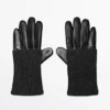 Guantes de napa y punto en contraste Guantes de napa y punto en contraste