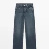 Jeans de tiro medio y pierna ancha Jeans de tiro medio y pierna ancha