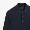Jerséu de polo de punto de lana merino Jerséu de polo de punto de lana merino