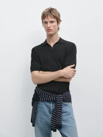 Jerséu de polo de punto trenzado