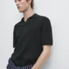 Jerséu de polo de punto trenzado Jerséu de polo de punto trenzado