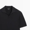 Jerséu de polo de punto trenzado Jerséu de polo de punto trenzado