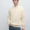 Jerséu de punto con cuello alto y cremallera Jerséu de punto con cuello alto y cremallera