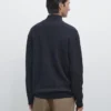 Jerséu de punto con cuello alto y cremallera Jerséu de punto con cuello alto y cremallera