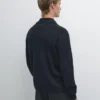 Jerséu de punto de algodón con cuello alto y cremallera Jerséu de punto de algodón con cuello alto y cremallera