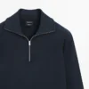 Jerséu de punto de algodón con cuello alto y cremallera Jerséu de punto de algodón con cuello alto y cremallera
