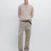Jerséu de punto de algodón con cuello Henley Jerséu de punto de algodón con cuello Henley