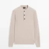 Jerséu de punto de algodón con cuello Henley Jerséu de punto de algodón con cuello Henley
