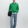 Jerséu de punto de algodón con cuello polo Jerséu de punto de algodón con cuello polo