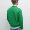 Jerséu de punto de algodón con cuello polo Jerséu de punto de algodón con cuello polo