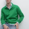 Jerséu de punto de algodón con cuello polo Jerséu de punto de algodón con cuello polo