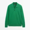 Jerséu de punto de algodón con cuello polo Jerséu de punto de algodón con cuello polo