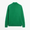 Jerséu de punto de algodón con cuello polo Jerséu de punto de algodón con cuello polo