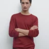 Jerséu de punto de algodón con cuello redondo Jerséu de punto de algodón con cuello redondo
