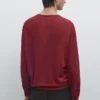 Jerséu de punto de algodón con cuello redondo Jerséu de punto de algodón con cuello redondo