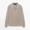 Jerséu de punto de lino con cuello polo Jerséu de punto de lino con cuello polo
