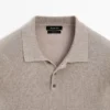 Jerséu de punto de lino con cuello polo Jerséu de punto de lino con cuello polo