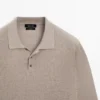 Jerséu de punto de lino con cuello polo Jerséu de punto de lino con cuello polo