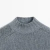 Jerséu de punto de mezcla de algodón con cuello alto Jerséu de punto de mezcla de algodón con cuello alto
