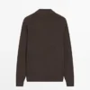 Jerséu de punto de mezcla de algodón con cuello alto Jerséu de punto de mezcla de algodón con cuello alto
