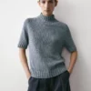 Jerséu de punto de mezcla de algodón con cuello alto Jerséu de punto de mezcla de algodón con cuello alto