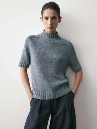 Jerséu de punto de mezcla de algodón con cuello alto