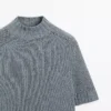 Jerséu de punto de mezcla de algodón con cuello alto Jerséu de punto de mezcla de algodón con cuello alto