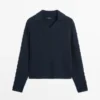 Jerséu de punto de mezcla de algodón con cuello de polo Jerséu de punto de mezcla de algodón con cuello de polo