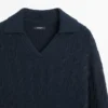 Jerséu de punto de mezcla de algodón con cuello de polo Jerséu de punto de mezcla de algodón con cuello de polo